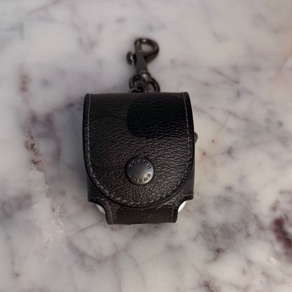 Coach Pebbled Black Leather Camo Airpods Gen 1 Case